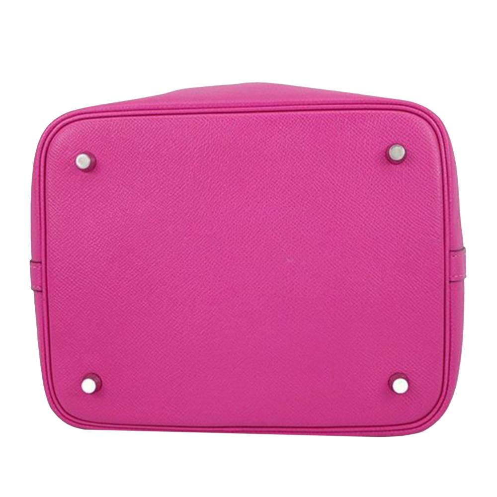Hermès AB Hermès Pink Hot Pink with Blue Dark Blue Calf Leather Epsom Tressage Picotin Lock 22 France