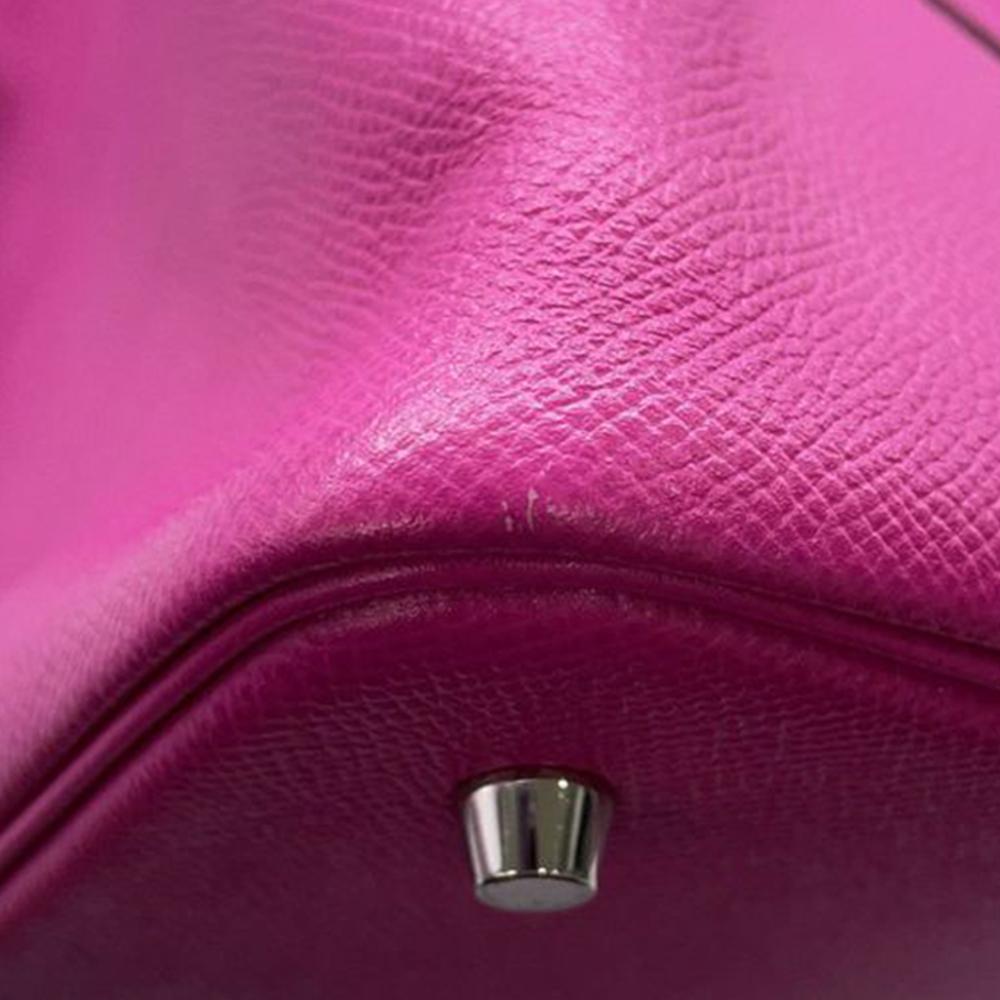 Hermès AB Hermès Pink Hot Pink with Blue Dark Blue Calf Leather Epsom Tressage Picotin Lock 22 France