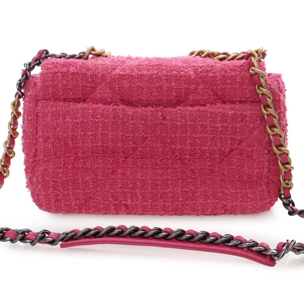 Chanel AB Chanel Pink Hot Pink Tweed Fabric Medium 19 Flap France
