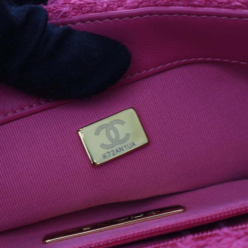 Chanel AB Chanel Pink Hot Pink Tweed Fabric Medium 19 Flap France