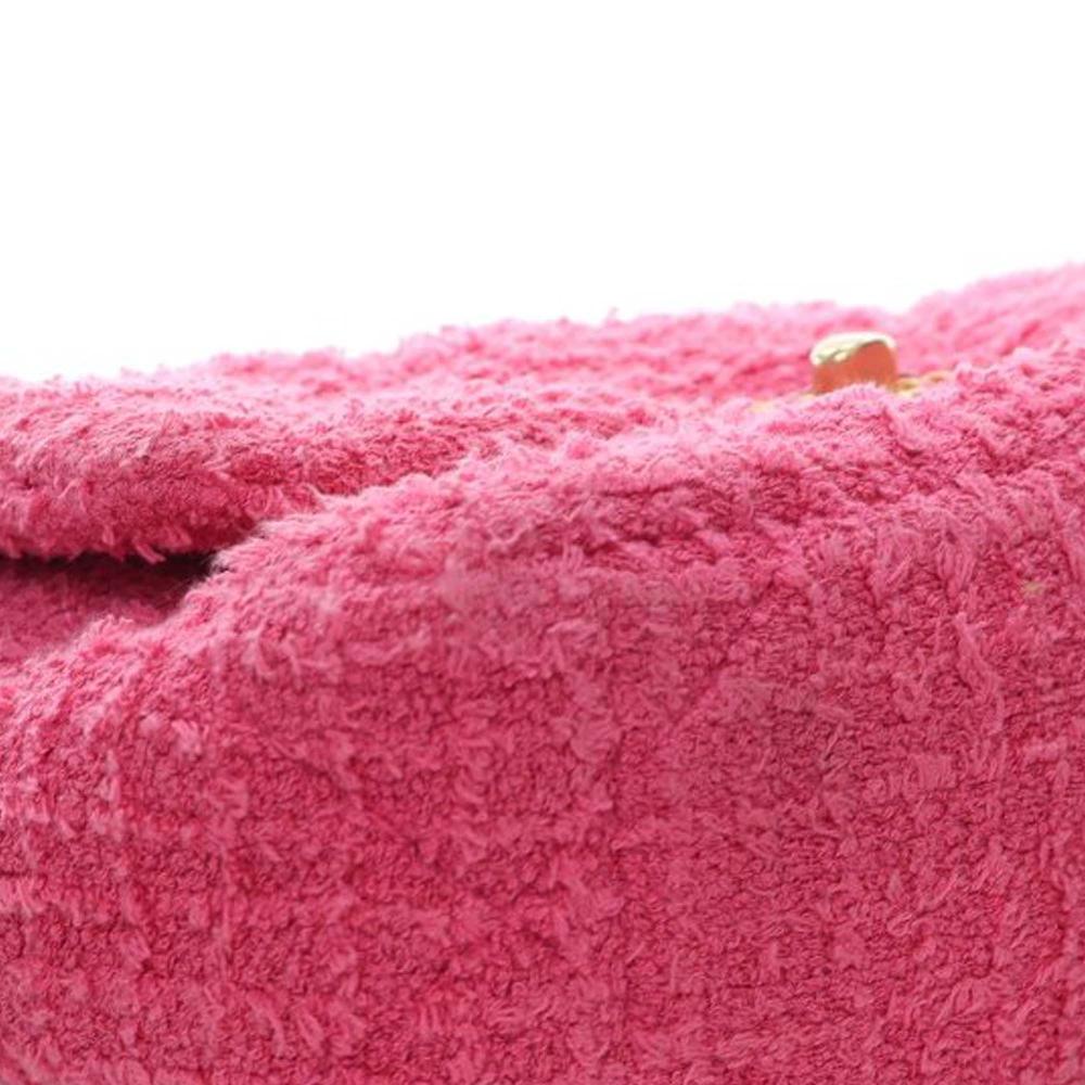 Chanel AB Chanel Pink Hot Pink Tweed Fabric Medium 19 Flap France