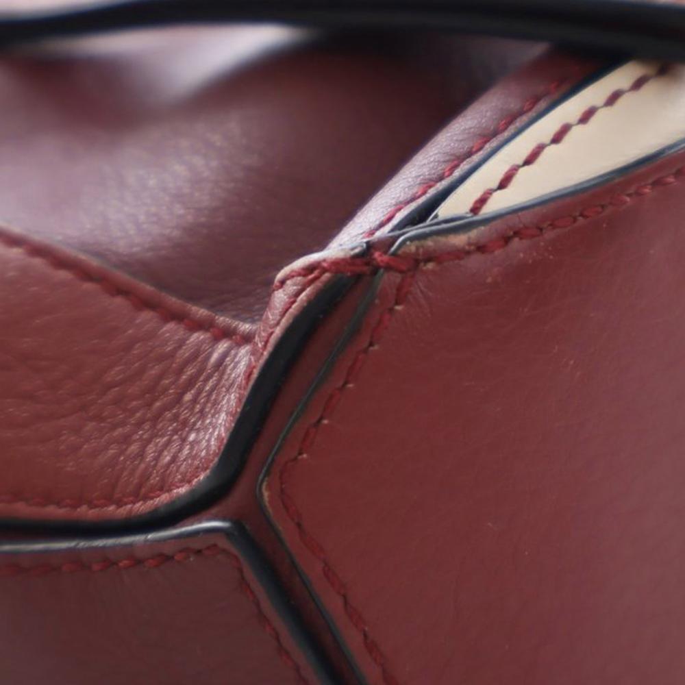 Loewe B LOEWE Red Bordeaux Calf Leather Mini Bicolor skin Puzzle Satchel Spain