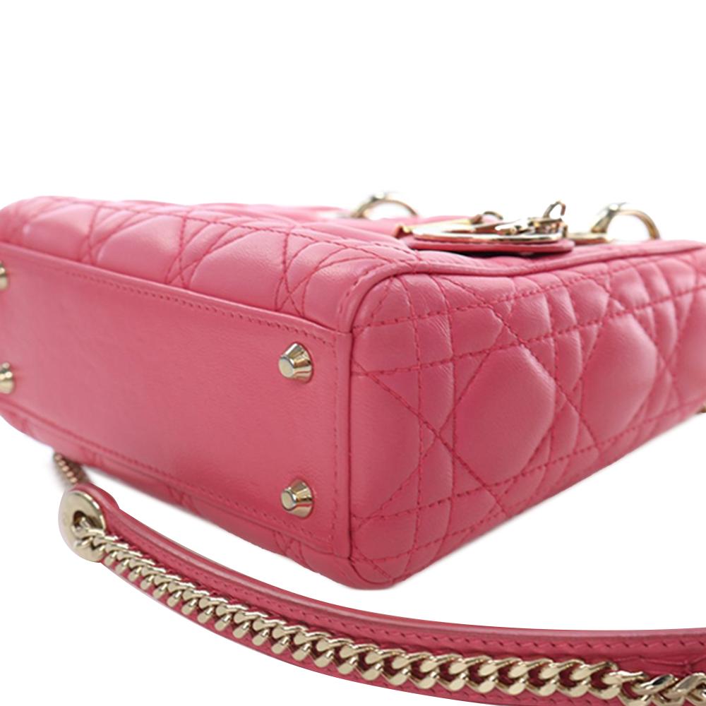 Christian Dior AB Dior Pink Lambskin Leather Leather Mini Lambskin Cannage Lady Dior France