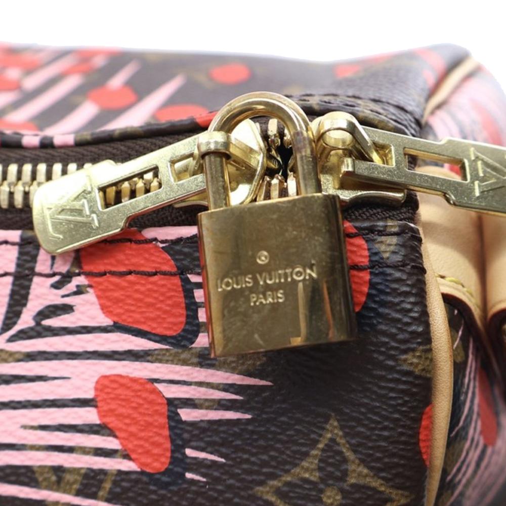 Louis Vuitton AB Louis Vuitton Brown Monogram Canvas Fabric Monogram Jungle Dots Keepall Bandouliere 50 France