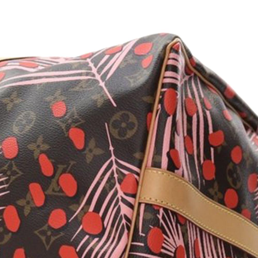 Louis Vuitton AB Louis Vuitton Brown Monogram Canvas Fabric Monogram Jungle Dots Keepall Bandouliere 50 France
