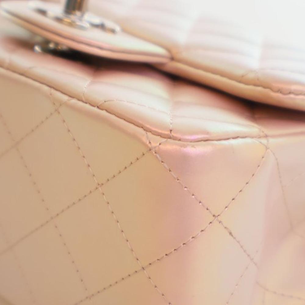 Chanel AB Chanel Pink Calf Leather Mini Square Classic Iridescent skin Single Flap Italy