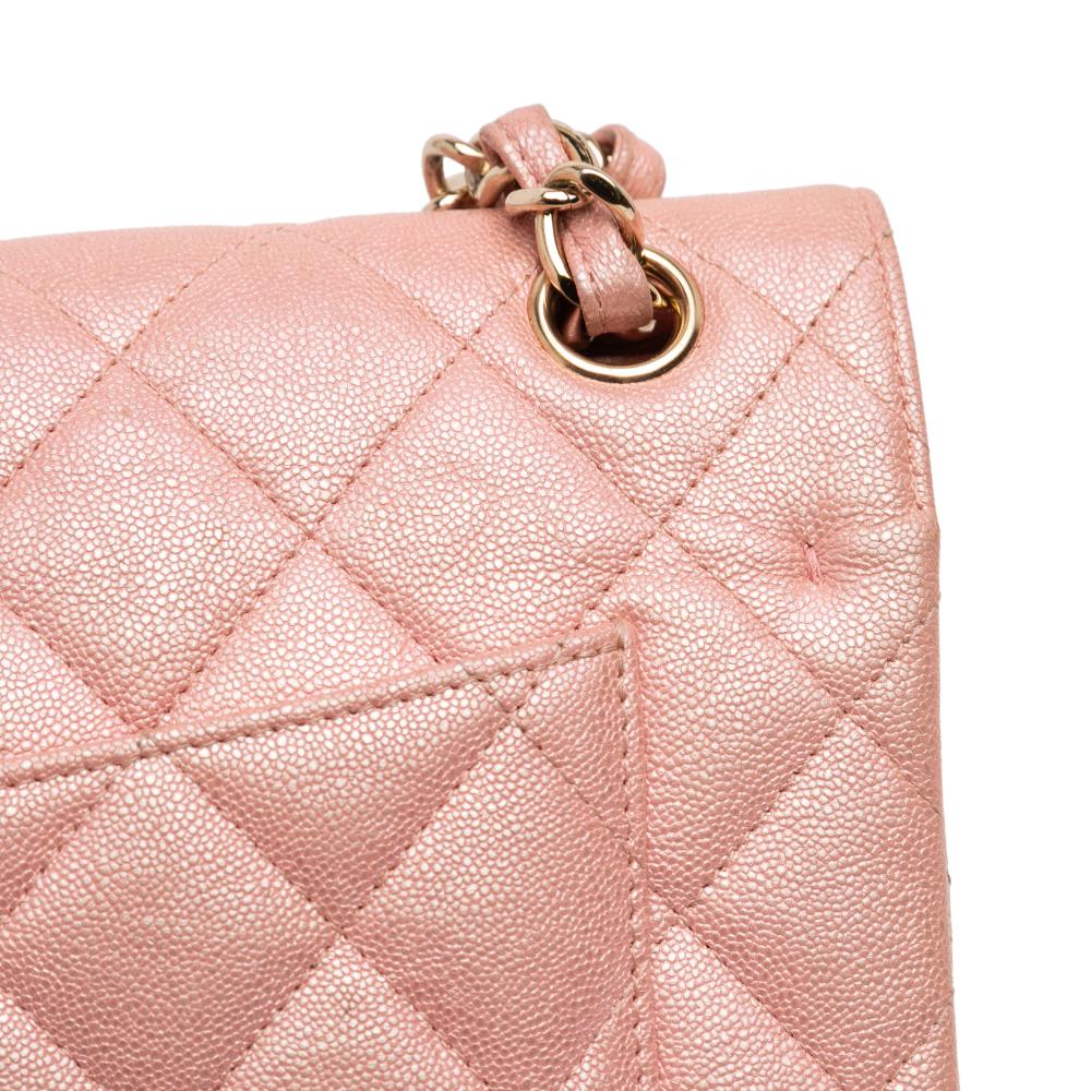 Chanel B Chanel Pink Caviar Leather Leather Jumbo Classic Iridescent Caviar Double Flap France