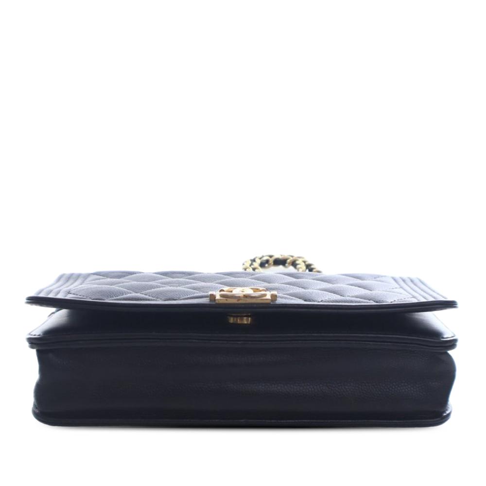 Chanel B Chanel Black Caviar Leather Leather Quilted Caviar Boy Wallet on Chain Italy