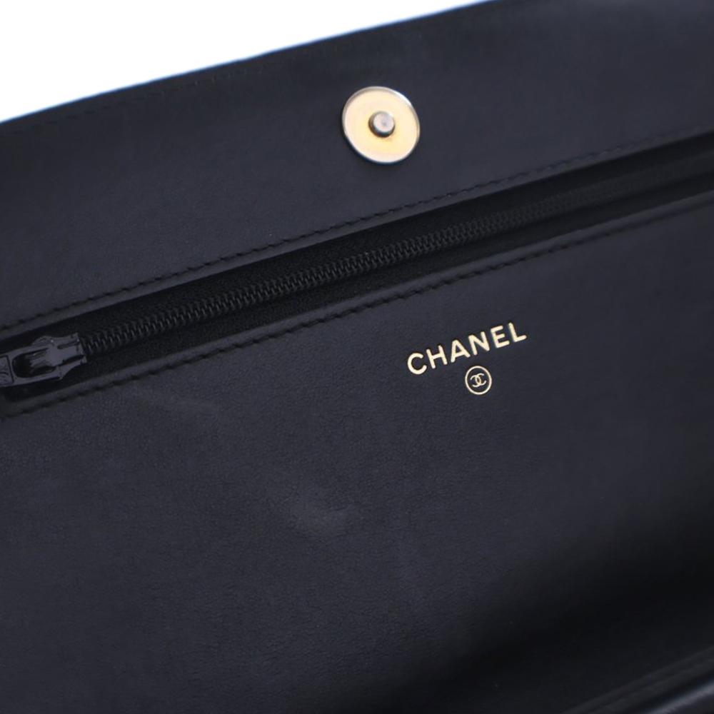 Chanel B Chanel Black Caviar Leather Leather Quilted Caviar Boy Wallet on Chain Italy