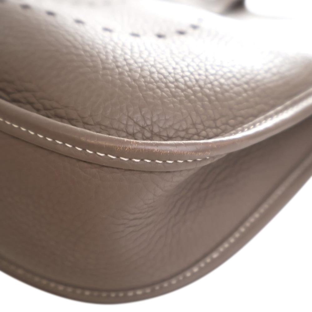 Hermès B Hermès Brown Taupe Calf Leather Clemence Evelyne III PM France