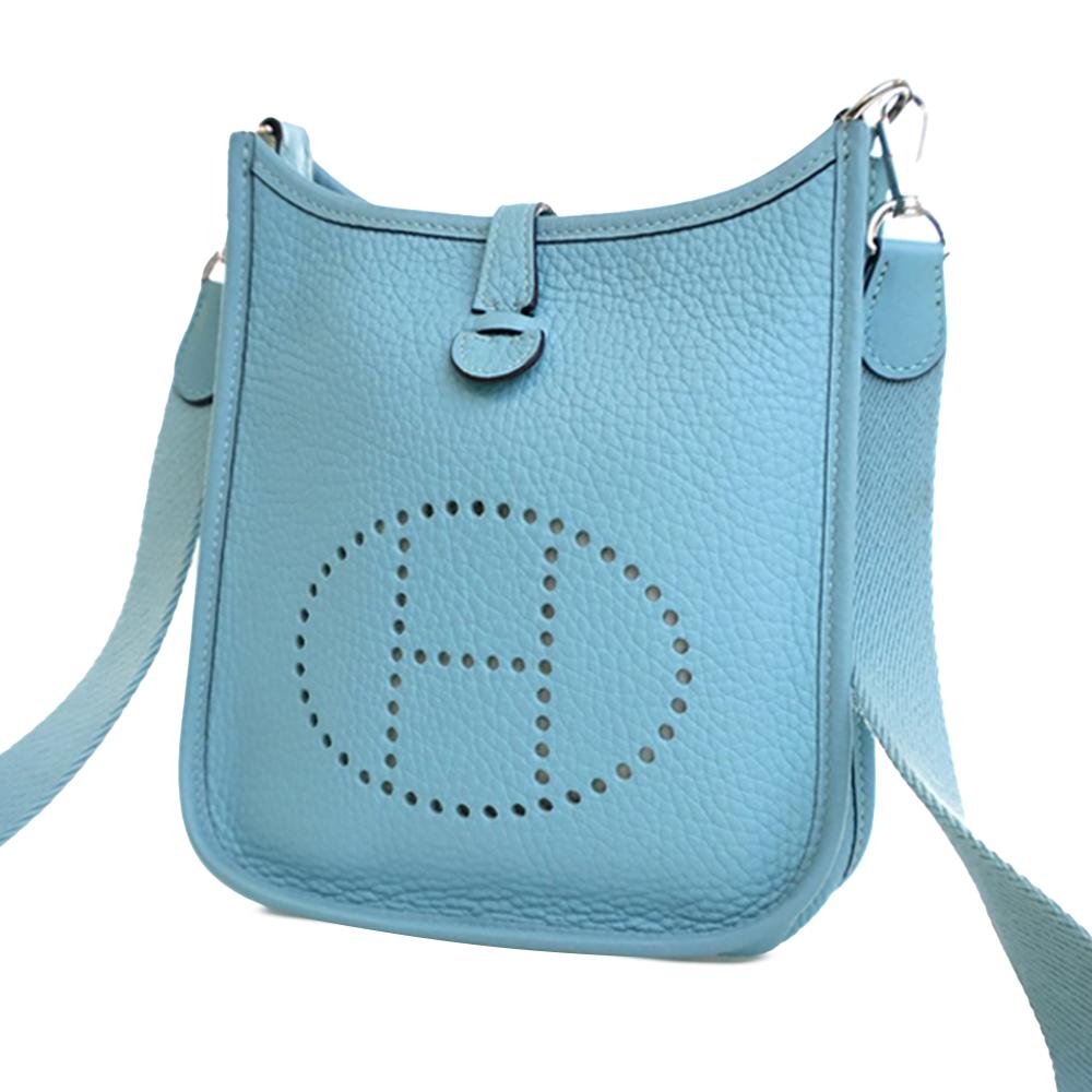 Hermès AB Hermès Blue Light Blue Calf Leather Clemence Evelyne TPM 16 France