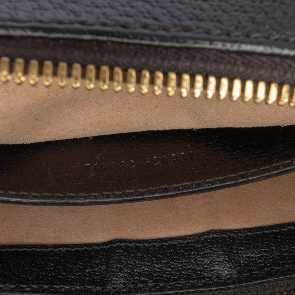 Gucci B Gucci Black Calf Leather Small Web Ophidia Satchel Italy