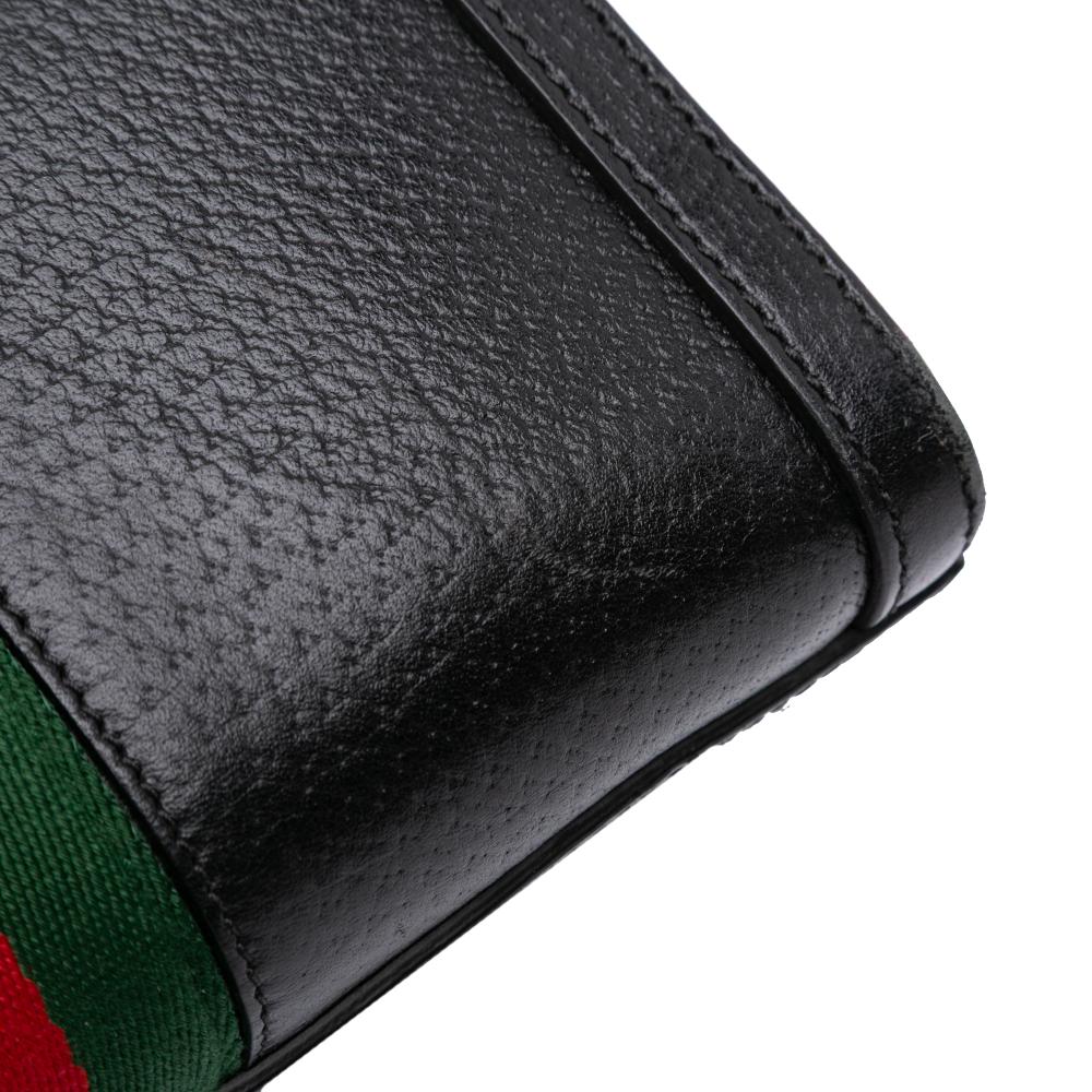 Gucci B Gucci Black Calf Leather Small Web Ophidia Satchel Italy