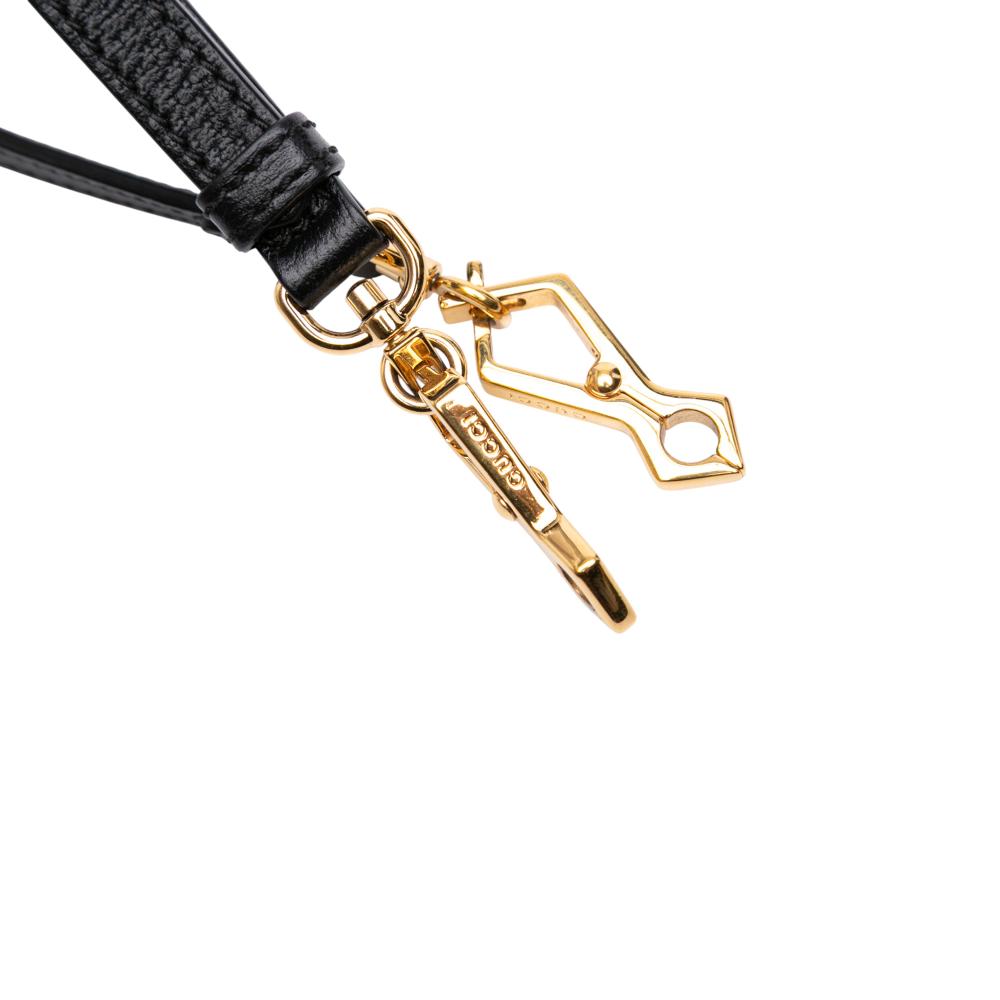 Gucci B Gucci Black Calf Leather Small Web Ophidia Satchel Italy