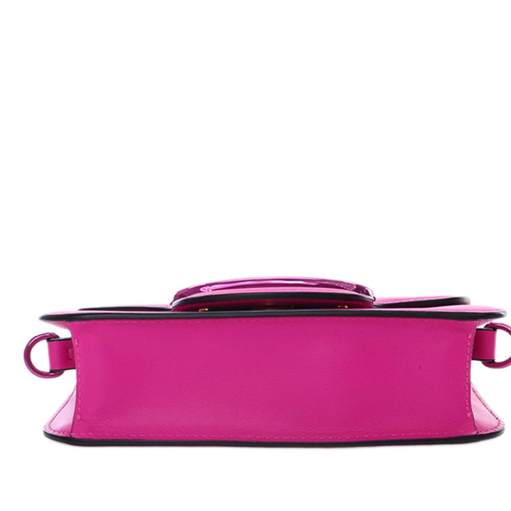 Valentino AB Valentino Pink Hot Pink Calf Leather Small skin VLogo Loco Satchel Italy