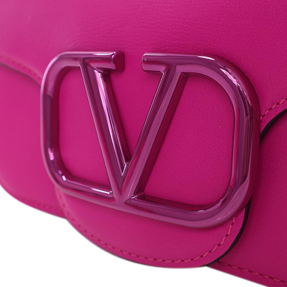 Valentino AB Valentino Pink Hot Pink Calf Leather Small skin VLogo Loco Satchel Italy
