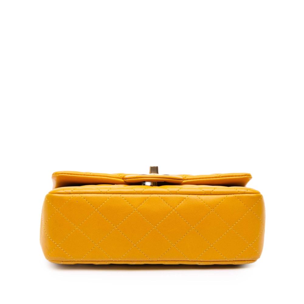 Chanel B Chanel Yellow Mustard Lambskin Leather Leather Mini Rectangular Classic Lambskin Single Flap Italy
