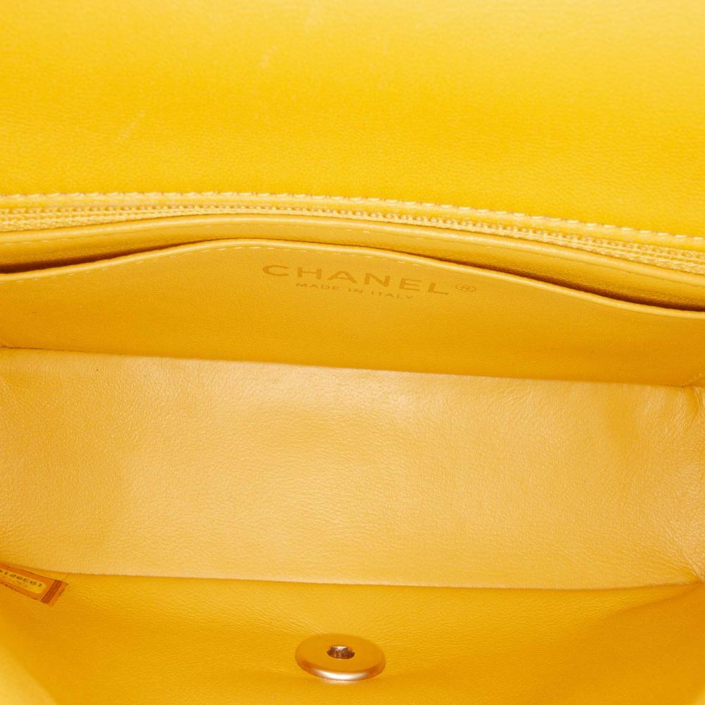 Chanel B Chanel Yellow Mustard Lambskin Leather Leather Mini Rectangular Classic Lambskin Single Flap Italy
