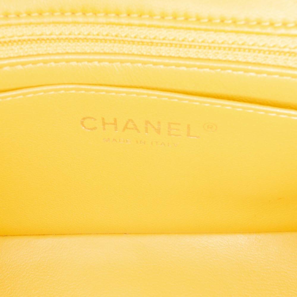Chanel B Chanel Yellow Mustard Lambskin Leather Leather Mini Rectangular Classic Lambskin Single Flap Italy