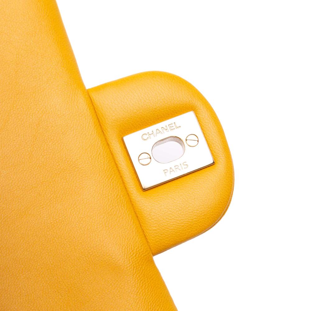 Chanel B Chanel Yellow Mustard Lambskin Leather Leather Mini Rectangular Classic Lambskin Single Flap Italy