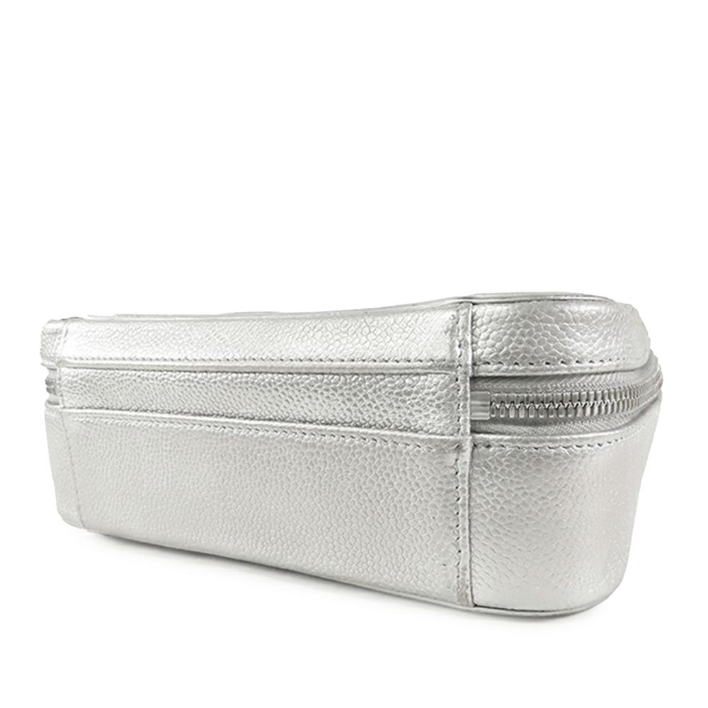 Chanel AB Chanel Silver Caviar Leather Leather Medium Caviar CC Filigree Vanity Case Italy