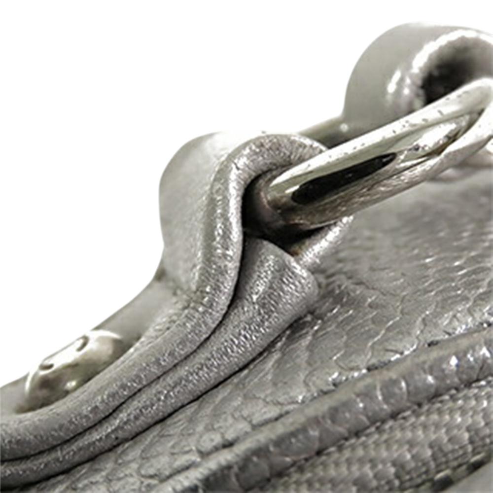 Chanel AB Chanel Silver Caviar Leather Leather Medium Caviar CC Filigree Vanity Case Italy