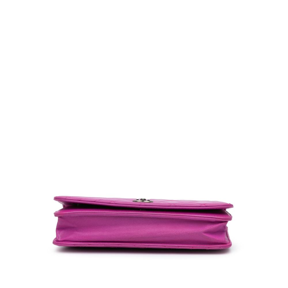 Chanel B Chanel Purple Magenta Lambskin Leather Leather Lambskin Coco Boy Wallet On Chain Italy