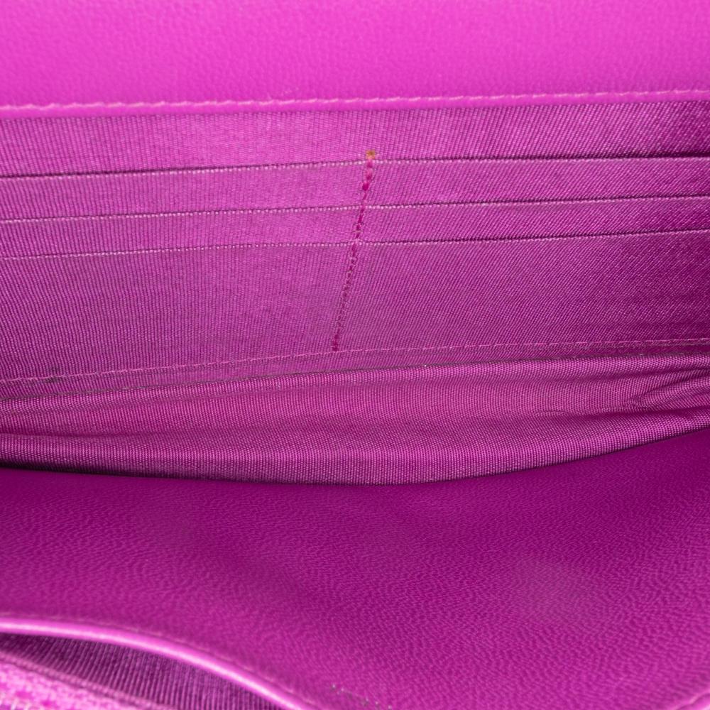 Chanel B Chanel Purple Magenta Lambskin Leather Leather Lambskin Coco Boy Wallet On Chain Italy