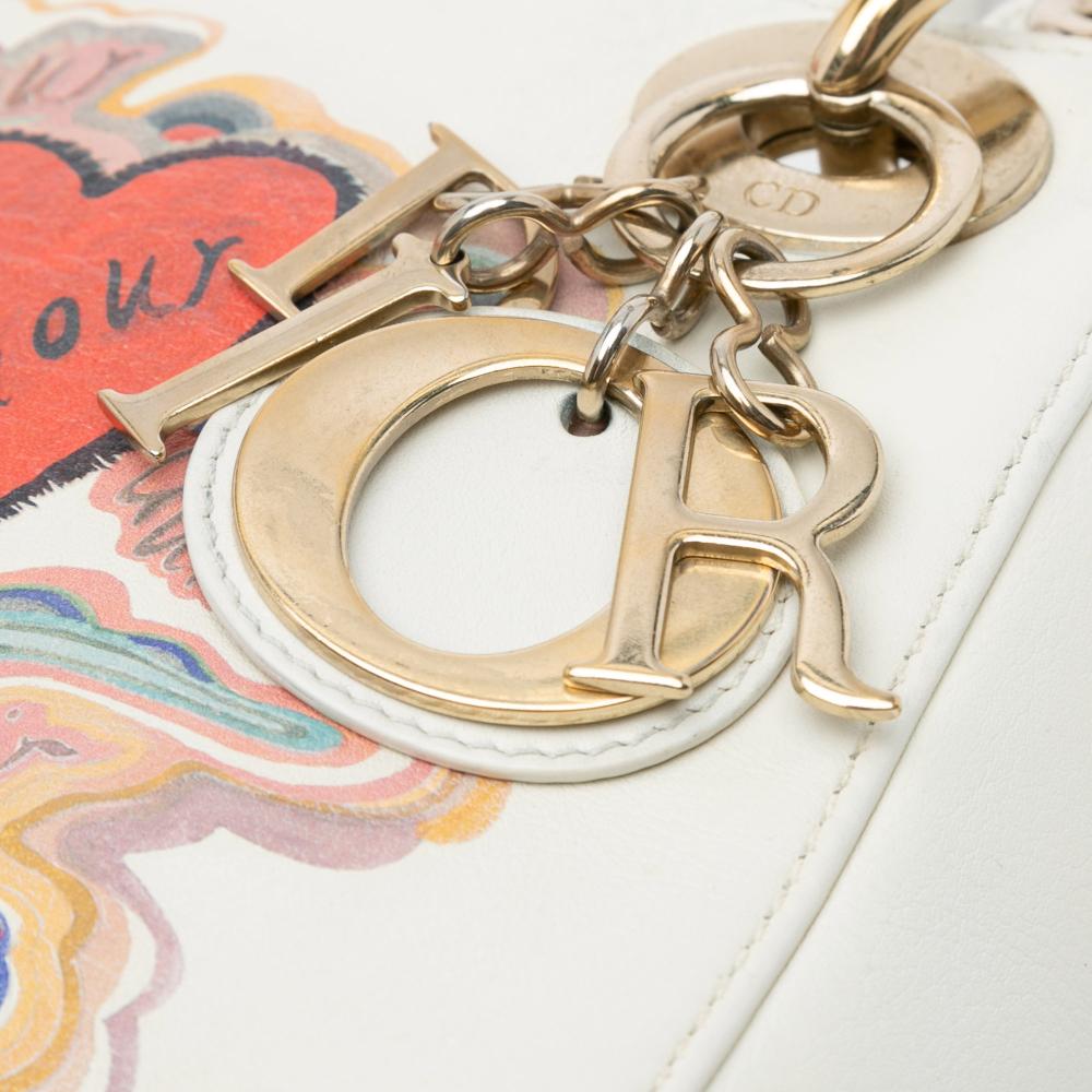 Christian Dior B Dior White Calf Leather DiorAmour Niki De Saint Phalle Mini skin Lady Dior Italy