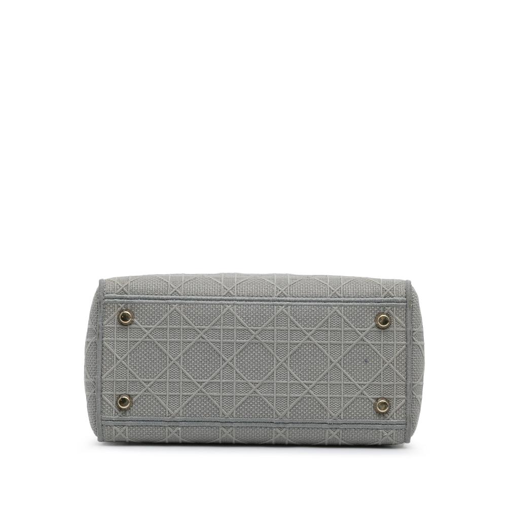 Christian Dior B Dior Gray Light Gray Canvas Fabric Medium Cannage Lady D Lite Italy