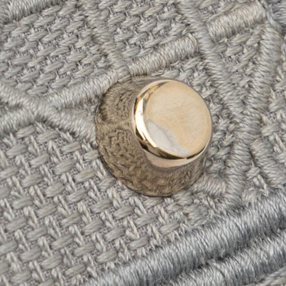 Christian Dior B Dior Gray Light Gray Canvas Fabric Medium Cannage Lady D Lite Italy