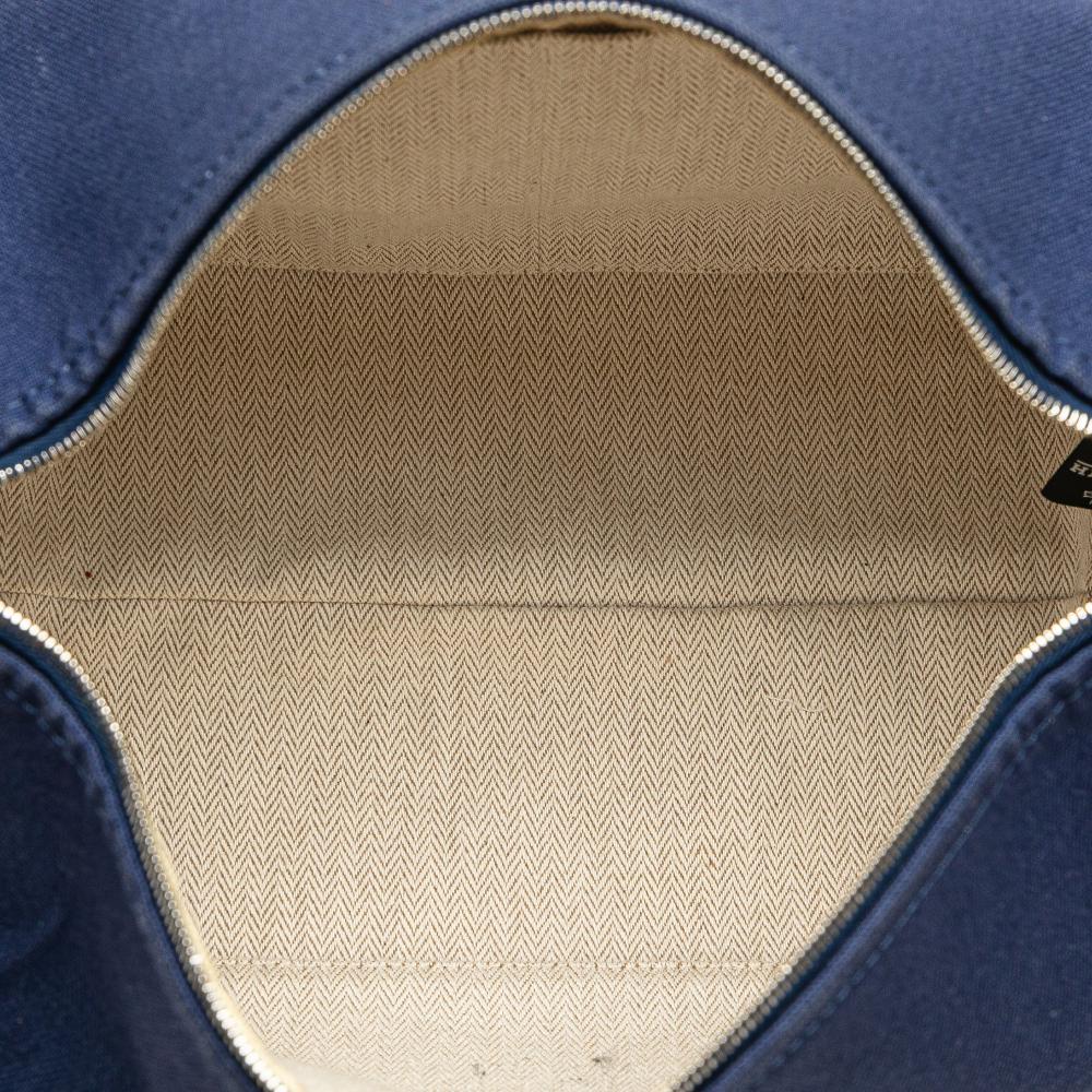 Hermès B Hermès Blue Dark Blue with Green Canvas Fabric Small Toile Bride A Brac Case France
