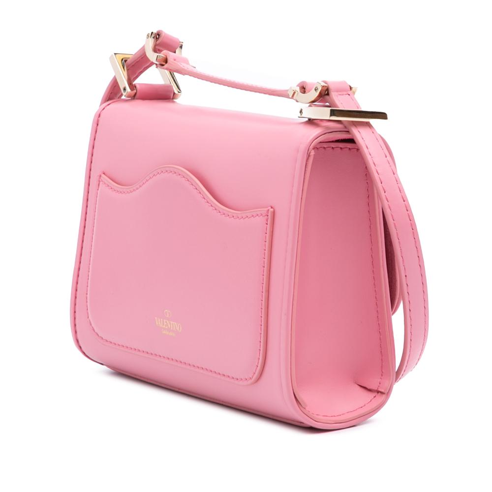 Valentino AB Valentino Pink Calf Leather Small VLogo Type Crossbody Italy