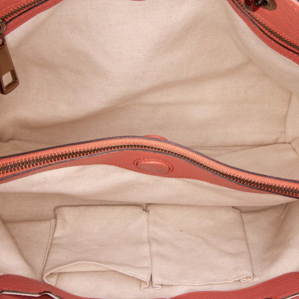 Gucci B Gucci Pink Salmon Calf Leather Medium skin Bamboo Shopper Satchel Italy