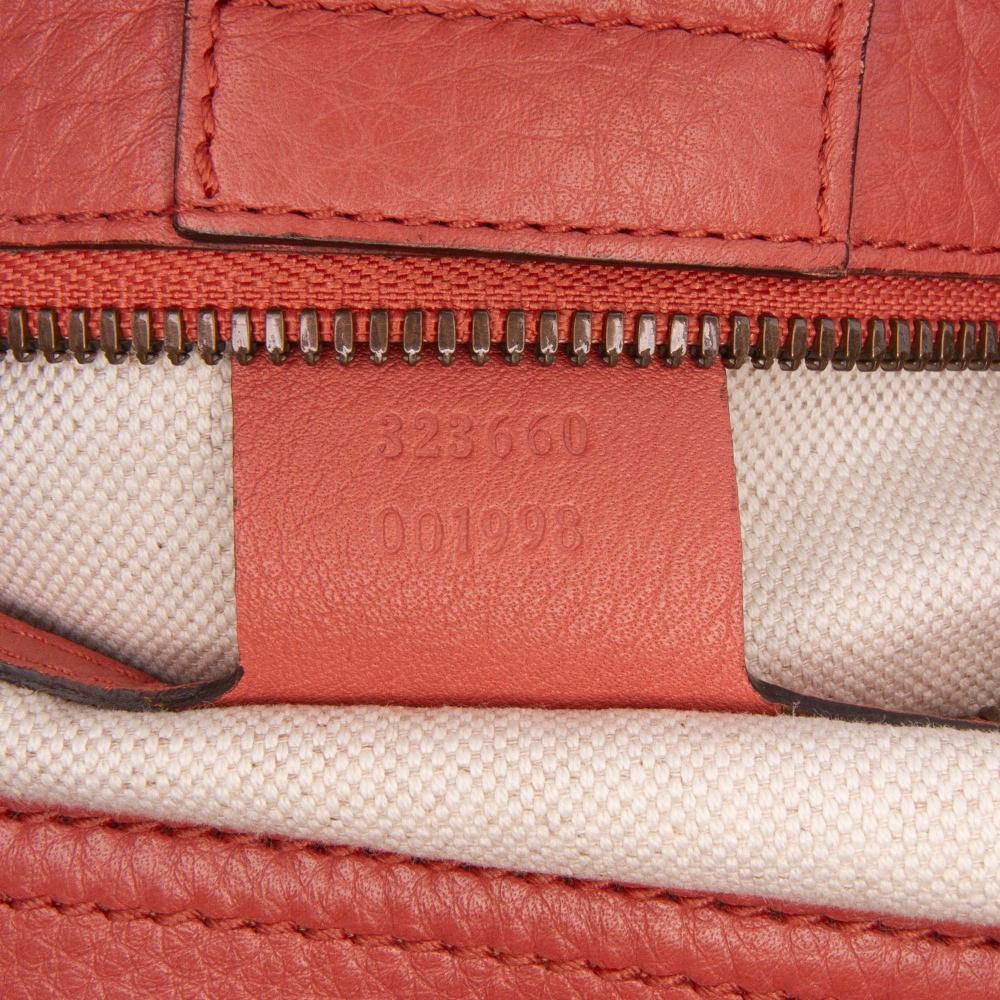 Gucci B Gucci Pink Salmon Calf Leather Medium skin Bamboo Shopper Satchel Italy