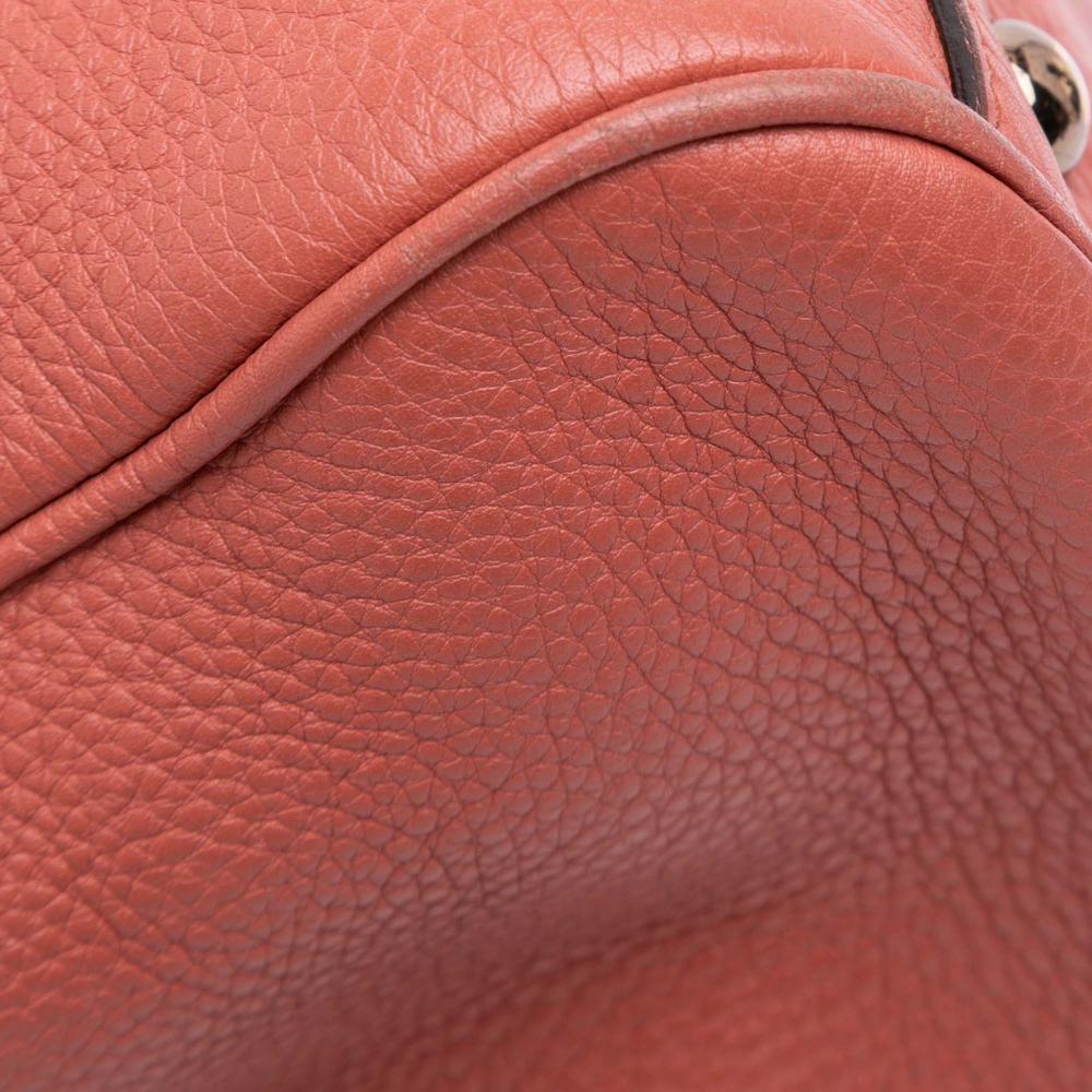 Gucci B Gucci Pink Salmon Calf Leather Medium skin Bamboo Shopper Satchel Italy