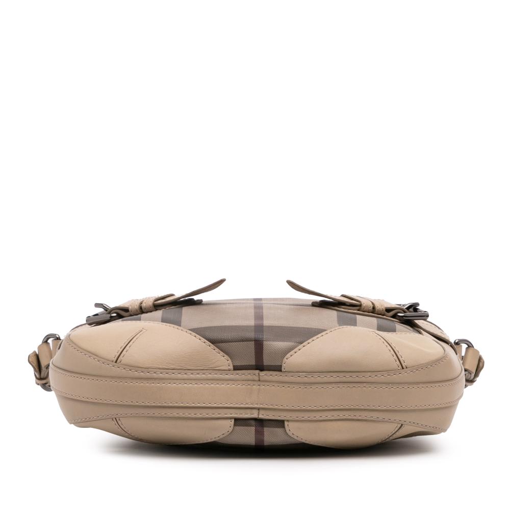 Burberry B Burberry Brown Light Brown Coated Canvas Fabric Smoke Check and Leather Satchel China