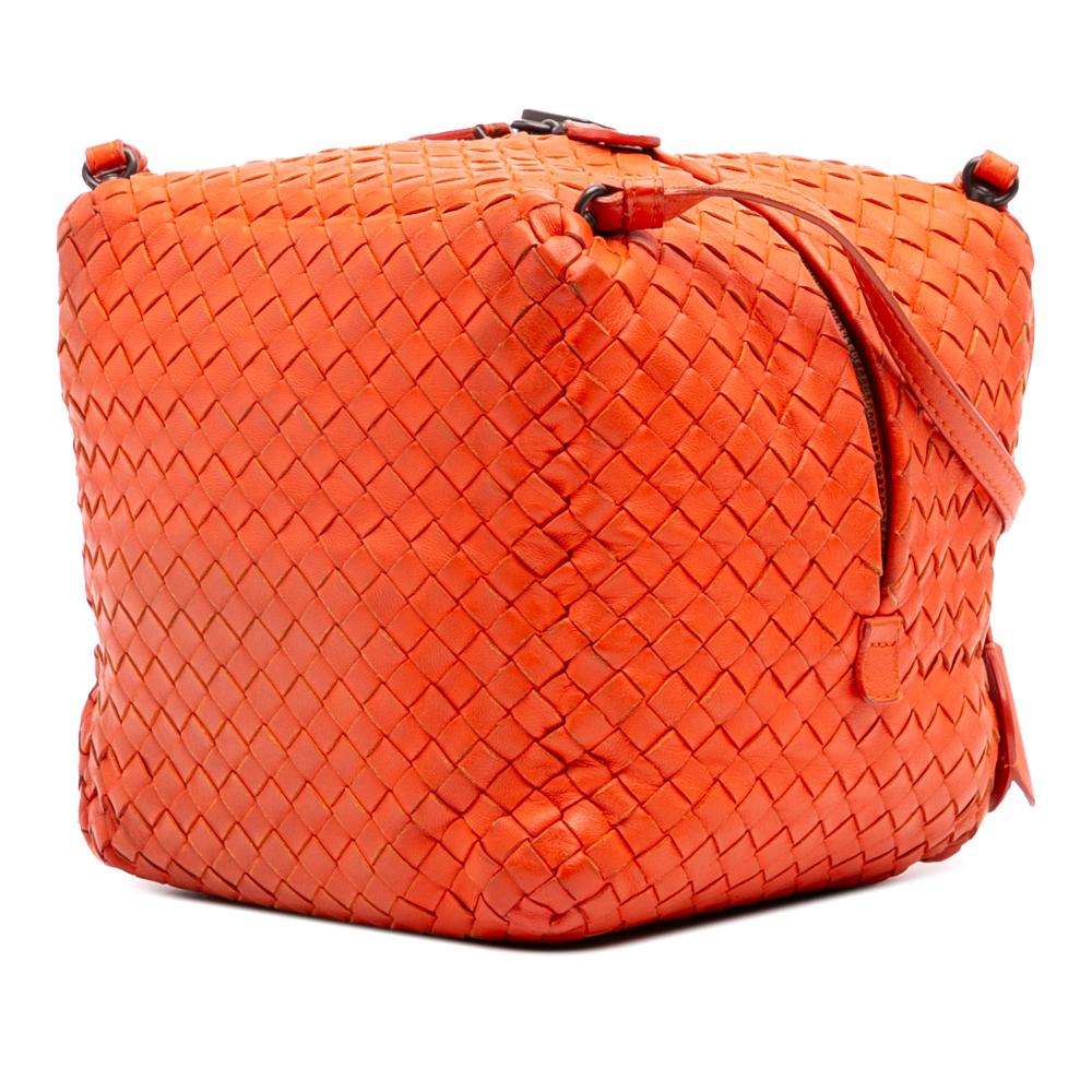 Bottega Veneta B Bottega Veneta Orange Nappa Leather Leather Nappa Intrecciato Cube Crossbody Italy