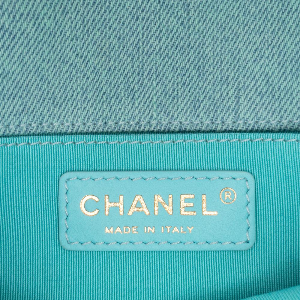 Chanel AB Chanel Blue Turquoise Denim Fabric Mini CC Quilted Messenger Flap Italy