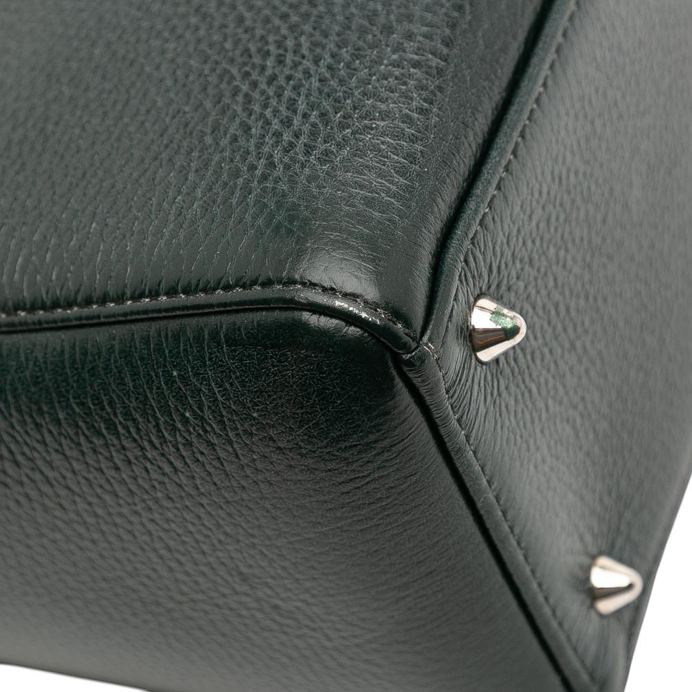 Christian Dior B Dior Green Dark Green with Blue Goatskin Leather Medium Deerskin Floral Print Lady Dior Italy