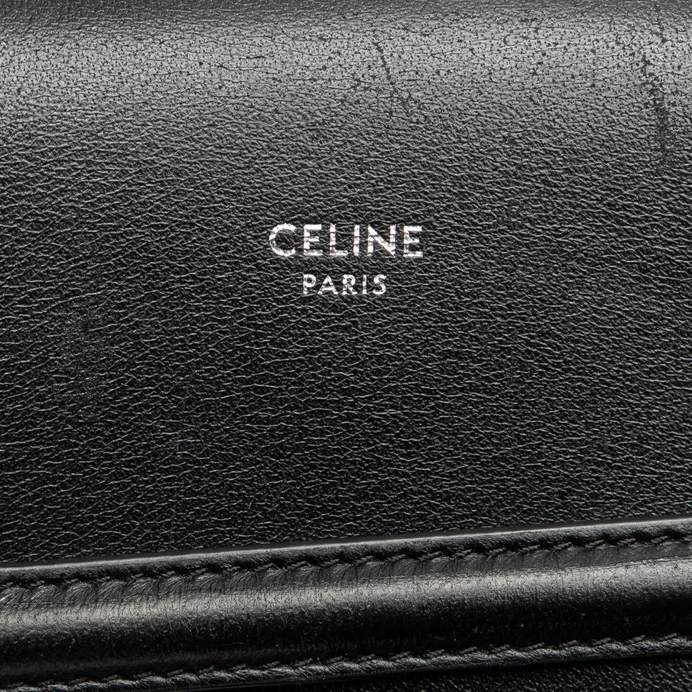 Celine B Celine Brown Dark Brown with Black Coated Canvas Fabric Triomphe Phone Pouch Flap Crossbody Italy