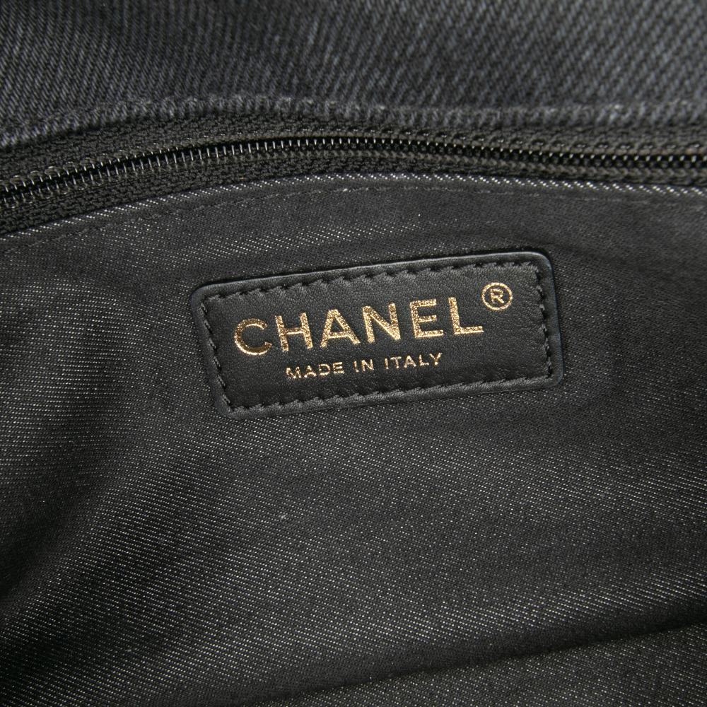 Chanel B Chanel Gray Charcoal Denim Fabric Mini Rectangular Quilted Mood Flap Italy