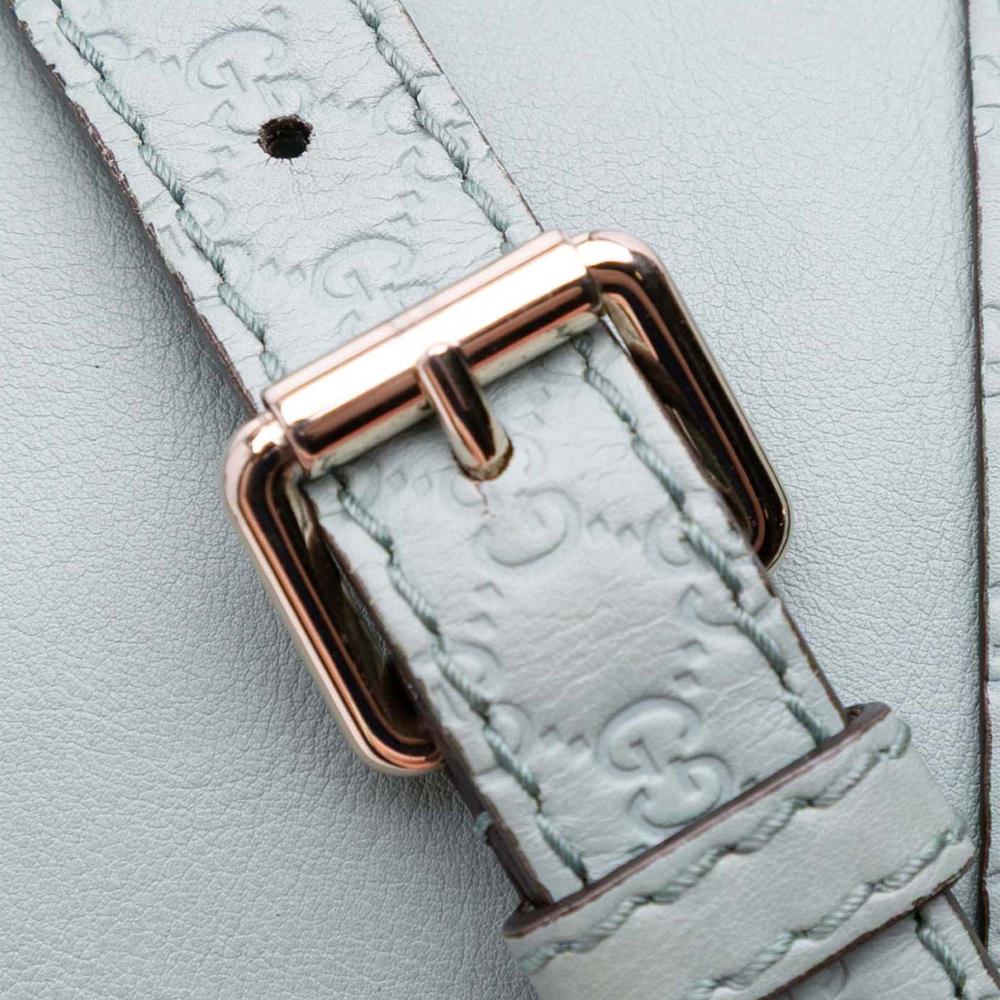 Gucci B Gucci Blue Light Blue Calf Leather Small Microguccissima Trimmed Joy Boston Bag Italy