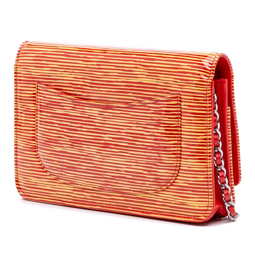 Chanel B Chanel Orange with Red Patent Leather Leather Patent Striped Wallet On Chain Spain