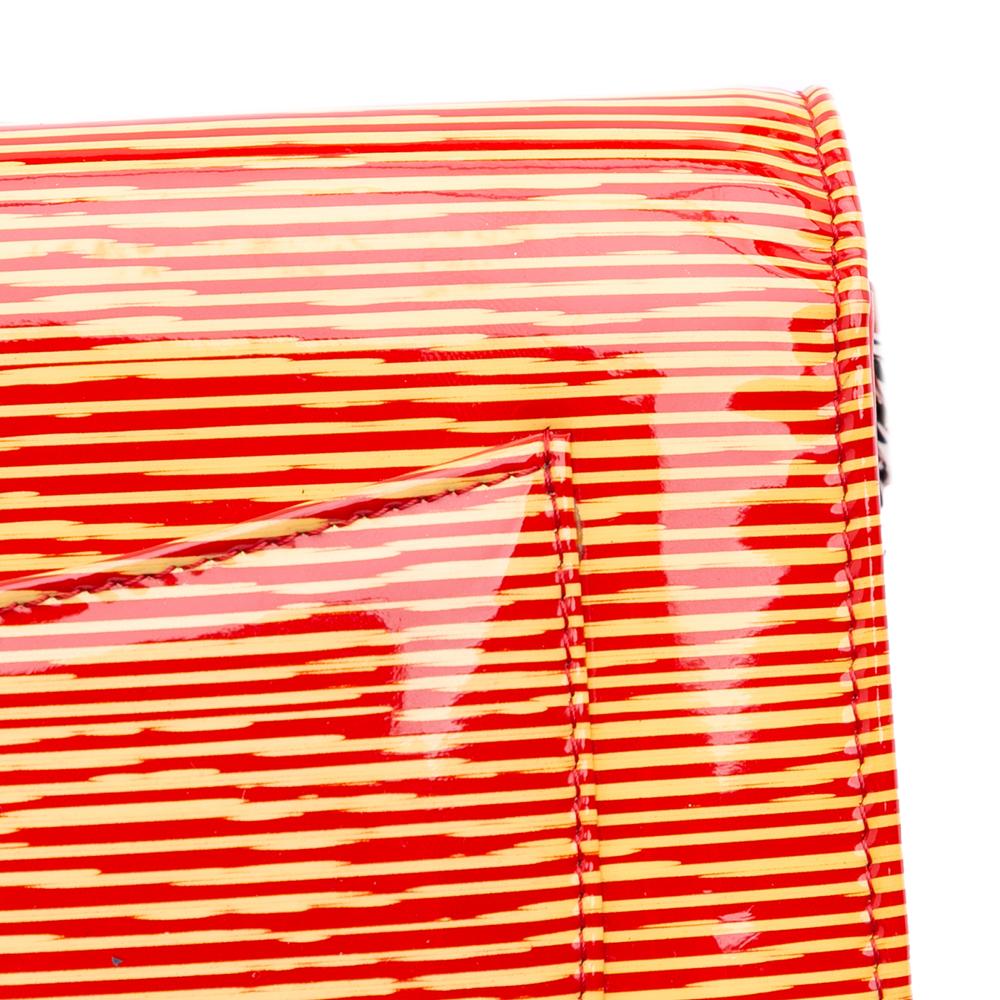 Chanel B Chanel Orange with Red Patent Leather Leather Patent Striped Wallet On Chain Spain