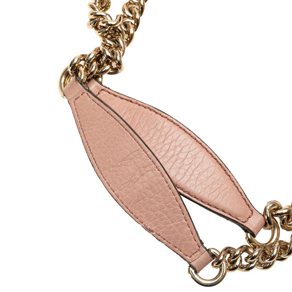 Gucci B Gucci Pink Calf Leather Medium Soho Chain Tote Italy