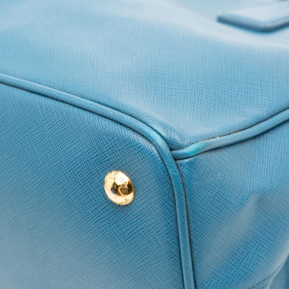 Prada B Prada Blue Saffiano Leather Medium Lux Galleria Satchel Italy