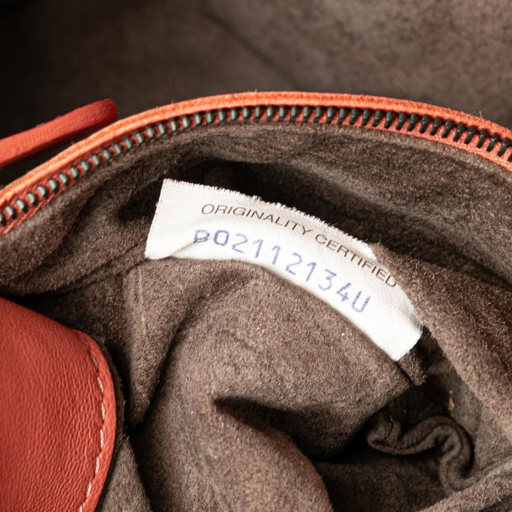 Bottega Veneta B Bottega Veneta Orange Peach Calf Leather Intrecciato Flap Satchel Italy