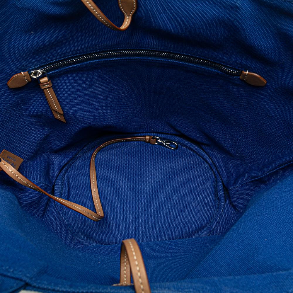 Prada B Prada Blue Canvas Fabric Medium Canapa Logo Convertible Shopping Tote India