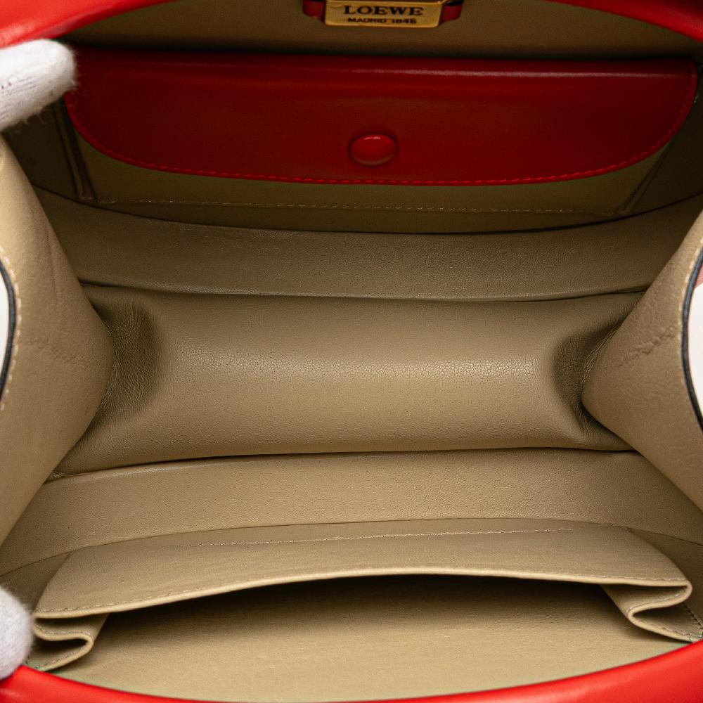 Loewe B LOEWE Red Calf Leather Anagram Round Handbag Spain